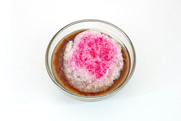 Traditional Japanese Dessert , A Bowl of Red Bean Sweet with red