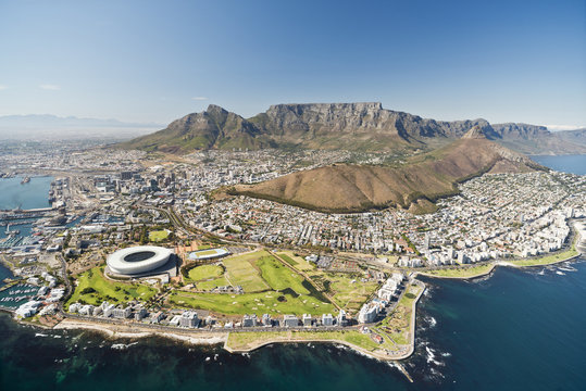South Africa, aerial view of Cape Town
