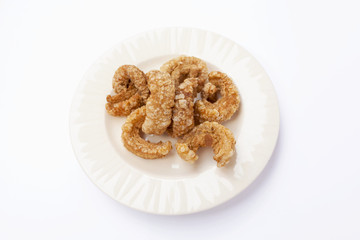 Thai style pork rind on the plate