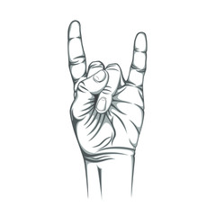 Rock n roll sign, isolated on white background.