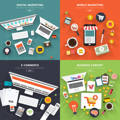 Flat design concept digital marketing
