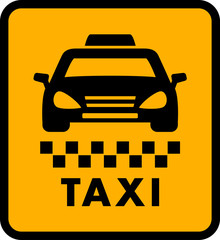 cab car silhouette on yellow taxi icon