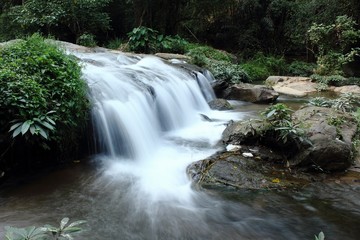 Deep forest waterfall at waterfall National Park, Thailand