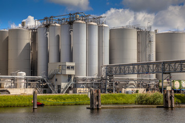 Storage tanks industrial background