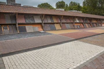 Cobblestones and Bricks on display at a nursery garden market