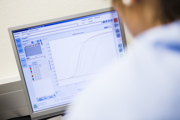 Curve chart on monitor in lab