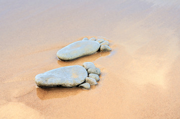 Fototapeta na wymiar Stone footprints