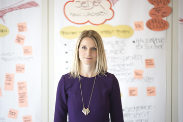 Portrait of woman in front of her conception