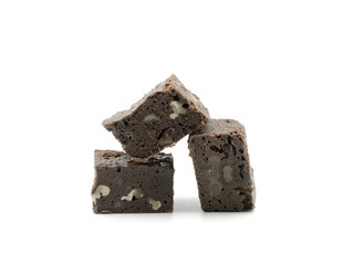 Three brownies isolated on white