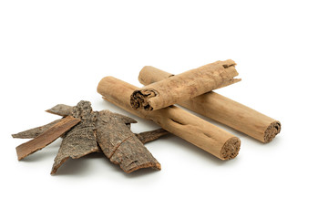 Cinnamon sticks isolated on white background