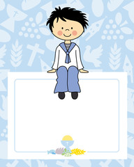 boy communion card. Space for text or photo