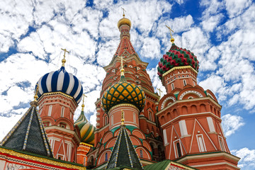 Fototapeta na wymiar Domes of St. Basil's cathedral on Red Square in Moscow, Russia