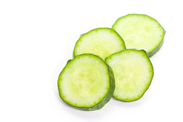 Fresh cucumber slice isolated on white background