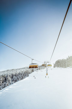 Austria, Salzburg State, Region Hochkoenig in winter, Ski Amade, ski lift