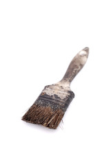 Old used paint brush and sponge
