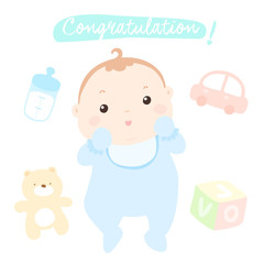 congratulation new little baby boy vector