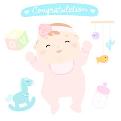 congratulation new happy baby girl vector .