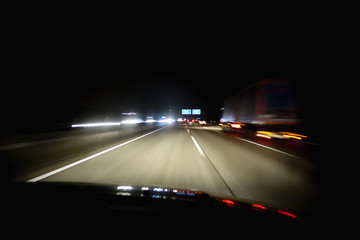 Driving at night on Autobahn