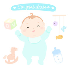 congratulation new happy baby boy vector