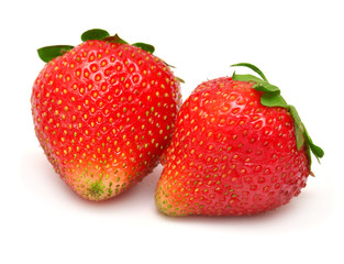 Two fresh strawberries
