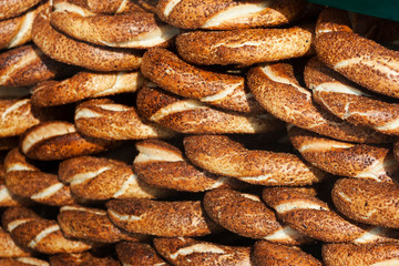 Stack of Simit (Turkish bagel)