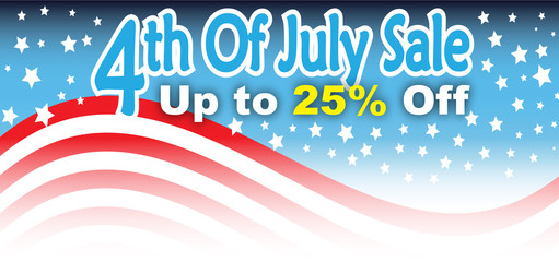 Fototapeta na wymiar 4th of July Sale - 25% Off