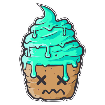 Melting Cupcake With Dead Face