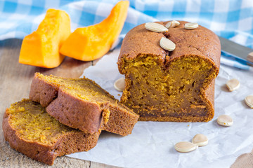 Loaf of fresh baked homemade pumpkin bread