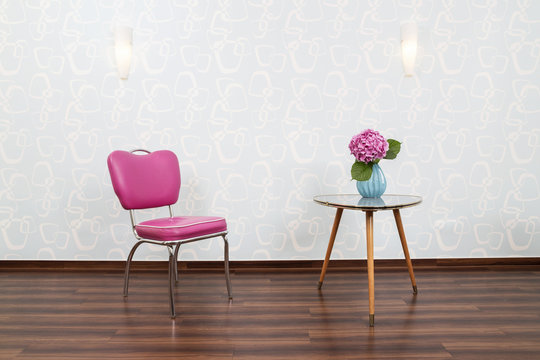 Retro interior of a hair salon
