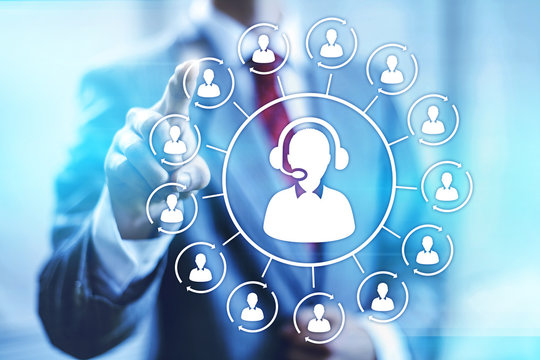 Telemarketing or support concept connections illustration