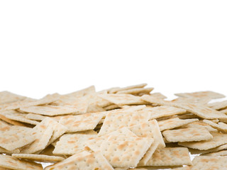 Soda crackers bottom border isolated on white background