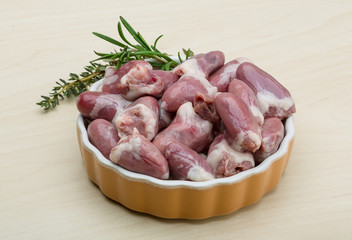 Raw chicken hearts