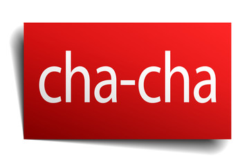 cha-cha red paper sign isolated on white