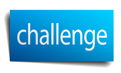 challenge blue paper sign on white background
