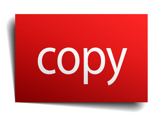 copy red paper sign isolated on white