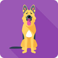 dog German shepherd sitting icon flat design 