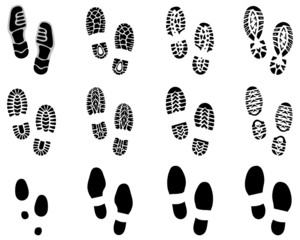 Black prints of shoes, vector Illustration