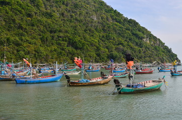 Fototapeta na wymiar Fishing Boat in Fishing Village of Thailand