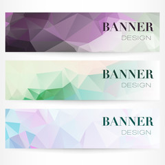 Vector banners with abstract polygonal mosaic background. Modern