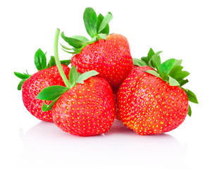 Ripe strawberries isolated on a white background