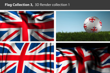Obraz premium UK 3D Rendered Flag, United Kingdom National Flag (3D Render Flag, Raster Art)