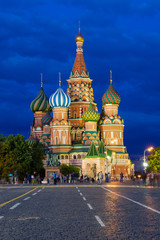 Saint Basil's Cathedral on the Red Square at dusk, Moscow, Russia.
