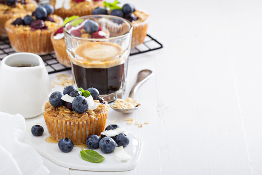 Oat Muffin With Coffee For Breakfast