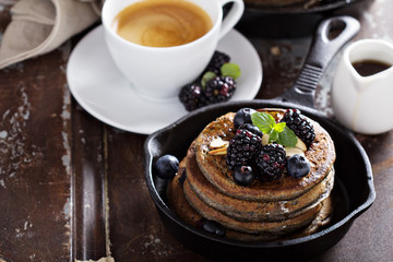 Blueberry pancakes with buckwheat flour