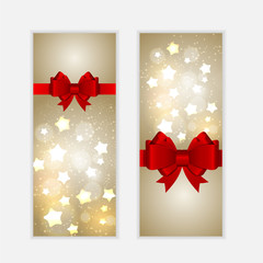 Abstract Glossy Star Background with Bow and Ribbon Vector Illus