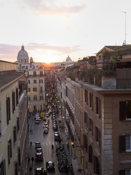 Italy, Rome, Via della Croce with San Carlo al Corso church
