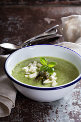 Roasted asparagus and pea soup