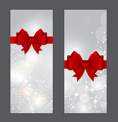 Abstract Glossy Star Background with Bow and Ribbon Vector Illus