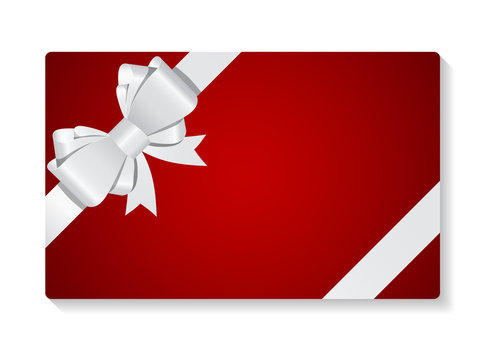Gift Card with Bow and Ribbon Vector Illustration