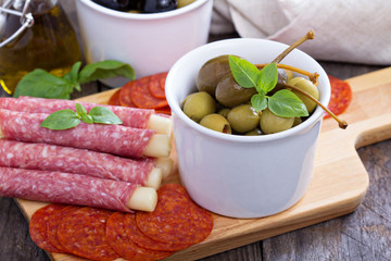 Variety of appetizers on dinner table